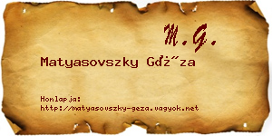 Matyasovszky Géza névjegykártya